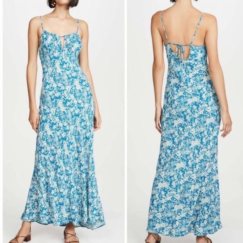 Free People Bon Voyage Maxi Dress Blue Combo